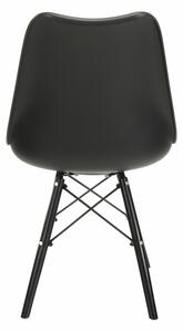 Jídelní židle KEMAL plast, dřevo, kov a ekokůže černá, VÝPRODEJ