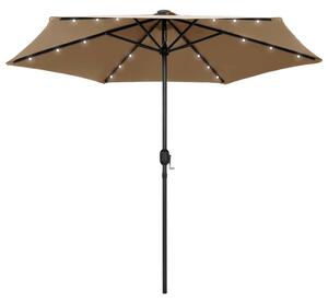 Zahradní slunečník s LED a hliníkovou tyčí 270 cm taupe