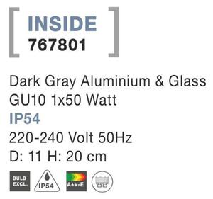 NOVA LUCE venkovní svítidlo s bodcem INSIDE tmavě šedý hliník a sklo GU10 1x7W 220-240V IP54 bez žárovky 767801