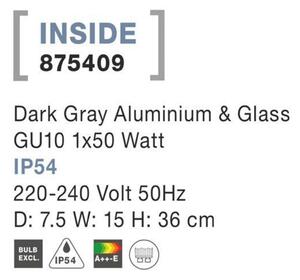 NOVA LUCE venkovní svítidlo s bodcem INSIDE tmavě šedý hliník a sklo GU10 1x7W 220-240V IP54 bez žárovky 875409