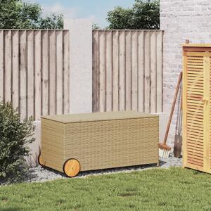 Zahradní úložný box s kolečky mix béžové 190 l polyratan