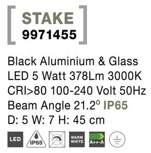 NOVA LUCE venkovní svítidlo s bodcem STAKE černý hliník a sklo LED 5W 3000K 100-240V 21st. IP65 9971455