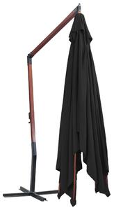Závěsný slunečník Boone s dřevěnou tyčí - 400x300 cm | černý