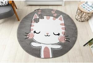 Dětský kusový koberec Kitty šedý kruh 160cm