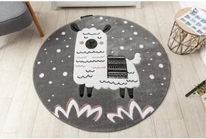 Dětský kusový koberec Lama šedý kruh 120cm