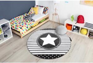 Dětský kusový koberec Hvězda šedý kruh 140cm