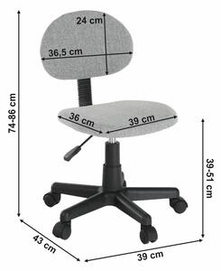 Dětská kancelářská židle, černá / šedá, SALIM