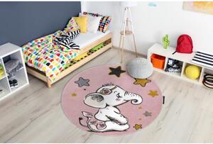 Dětský kusový koberec Sloník růžový kruh 120cm