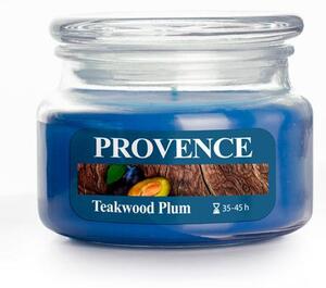 Provence Vonná svíčka ve skle 45 hodin teakové dřevo a švestka