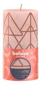 Bolsius Rustikální svíčka 13cm růžovo jantarová