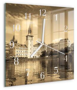 Skleněné hodiny Hrad Sépie zskb-30x30-00080486