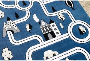 Dětský kusový koberec Cesty ve městě modrý 80x150cm