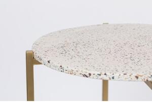 White Label Living Odkládací stolek kulatý MARIO WLL ø50 cm, terrazzo bílý 2300209