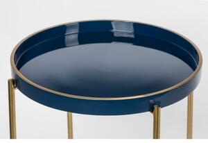 White Label Living Odkládací stolek kulatý CELINA ZUIVER ø42 cm, smaltovaný modrý 2300193