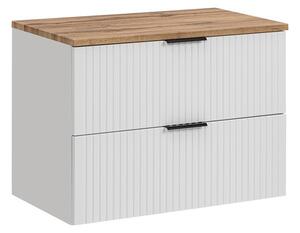 Comad Závěsná skříňka Casad s deskou 80 cm bílá/dub wotan