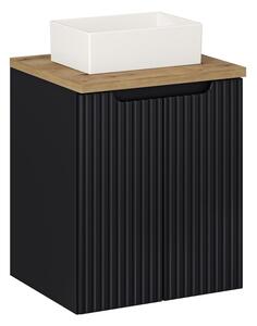 Comad Závěsná skříňka Nova Black Gaja II s deskou a umyvadlem 50 cm černá/dub evoke