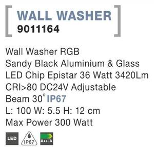 NOVA LUCE WALL WASHER RGB černý hliník a sklo LED Chip Epistar 36W DC24V nastavitelné 30st. IP67 Max Power 300W 9011164
