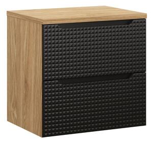 Comad Závěsná skříňka pod umyvadlo Luxor Black s deskou 60 cm černá/dub olejovaný