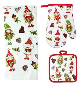 Toro Kuchyňský set elfíci - rukavice, chňapka, utěrka