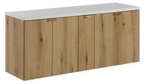 Comad Závěsná skříňka pod umyvadlo Nova Oak s deskou 140 cm dub evoke/bílá