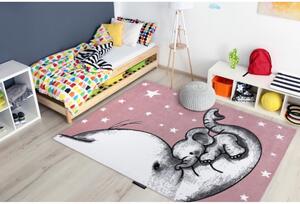Dětský kusový koberec Dva sloni růžový 180x270cm