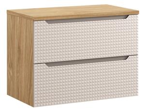 Comad Závěsná umyvadlová skříňka Luxor Beige s deskou 80 cm béžová/dub olejovaný