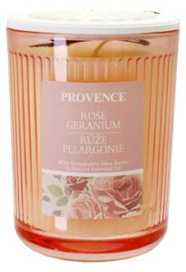 Provence Vonná svíčka ve skle 30 hodin růže a pelargonie