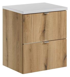 Comad Závěsná skříňka pod umyvadlo Nova Oak s deskou 50 cm bílá/dub evoke