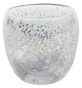 Sklenice s dvojitým sklem 250ml stříbrné konfety