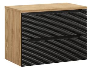 Comad Závěsná umyvadlová skříňka Ocean s deskou 80 cm černá/dub olejovaný