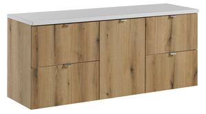 Comad Závěsná umyvadlová skříňka Nova Oak s deskou 140 cm dub evoke/bílá