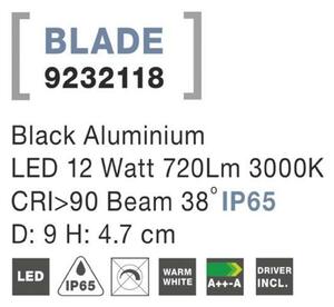 NOVA LUCE zapuštěné svítidlo BLADE černý hliník LED 12W 3000K 38st. IP65 výklopné 9232118