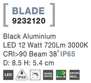 NOVA LUCE zapuštěné svítidlo BLADE černý hliník LED 12W 3000K 38st. IP65 9232120