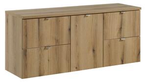 Comad Závěsná umyvadlová skříňka Nova Oak s deskou 140 cm dub evoke