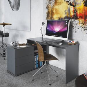Univerzální rohový PC stůl, grafit, TERINO