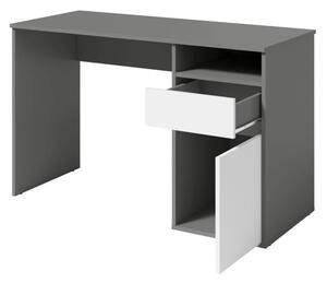 TEMPO PC stůl, tmavě šedá-grafit/bílá, BILI