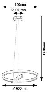 RABALUX 72222 Thrac závěsné svítidlo D600mm LED 34W/1700lm 4000K kartáčovaný hliník, bílá, ON/OFF