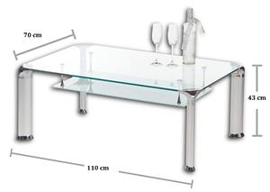 Konferenční stolek ALBERTO čiré sklo/kov