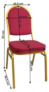 TEMPO Židle, stohovatelná, látka červená/zlatý nátěr, JEFF 3 NEW