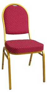 Tempo Kondela Židle, stohovatelná, látka červená/zlatý nátěr, JEFF 3 NEW