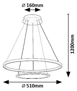 RABALUX 72040 Jasero závěsné svítidlo D510mm LED 42W/2260lm 3000-6500K černá, bílá, stmívatelné, dálkový ovladač