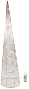 Hit Dekorace vánoční kužel 30 LED 80 cm stříbrná čas. 2xA