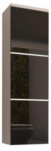 Skříňka vysoká, bílá / černý extra vysoký lesk HG, MASON BL11, 30 x 31 x 110 cm,, černá, Deska