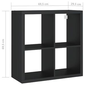 Nástěnná police kostka - MDF - černá | 69,5x29,5x69,5 cm