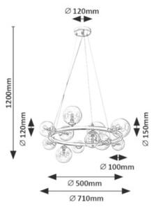 RABALUX 71300 Aslov závěsné svítidlo D710mm 11xG9 zlatá, průhledná