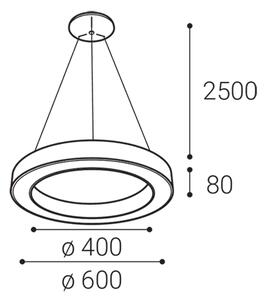 Led2 Závěsné LED svítidlo SATURN P-Z ø 60 cm Barva: Černá, Stmívání: DALI TW