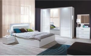 Manželská postel 160x200 v kombinaci bílá a vysoký bílý lesk HG TK3135