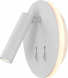 Mantra 6080 Cayman, bílá nástěnná lampička s dvojím svícením k posteli LED 3+6W 3000K