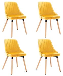 Jídelní židle 4 ks žluté samet
