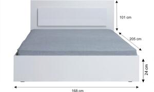 TEMPO Manželská postel, 160x200, bílá / vysoký bílý lesk HG, ASIENA
